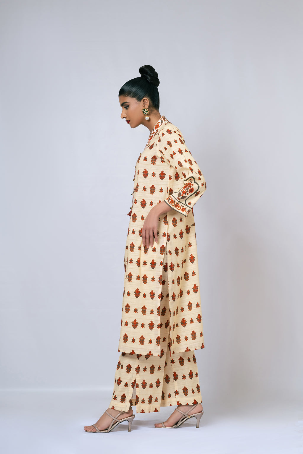 Ivory long Khaddar dress