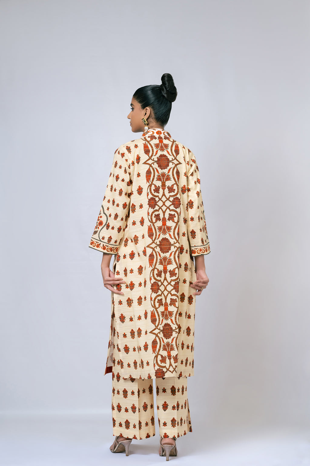 Ivory long Khaddar dress