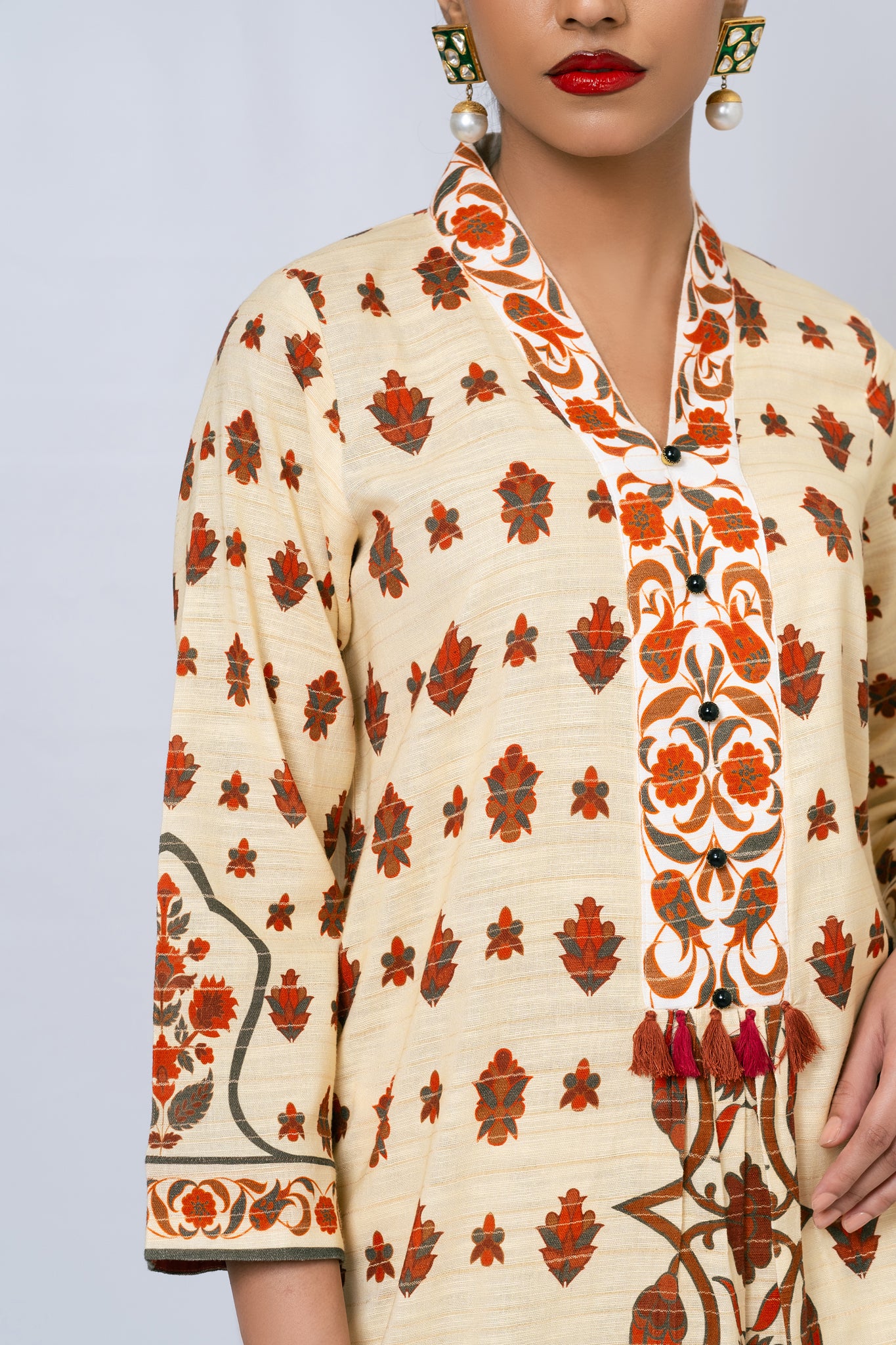 Ivory long Khaddar dress